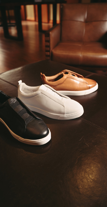 alt="Mens shoes fashion for fall and winter of 2025. Various slip on shoes from Landmark Clothiers"