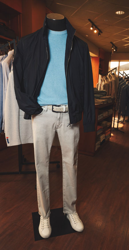 alt="Mens outer wear fashion for Spring Summer of 2025 from Landmark Clothiers"